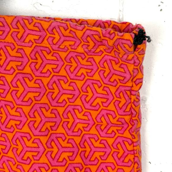 Tory Burch Fabric Dust Bag Orange Pink Logo Black Drawstring Top Size 20 x 20 - Picture 3 of 5